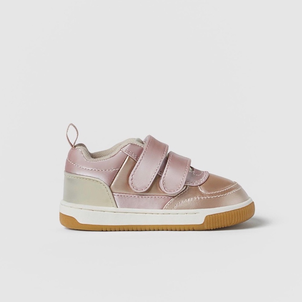 Toddler Pink and Gold Zara Velcro Sneakers